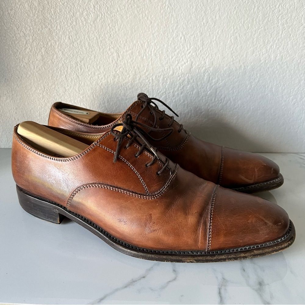 CANALI Mens Leather Cap Toe Oxfords Size 43.5 IT 10.5 US
